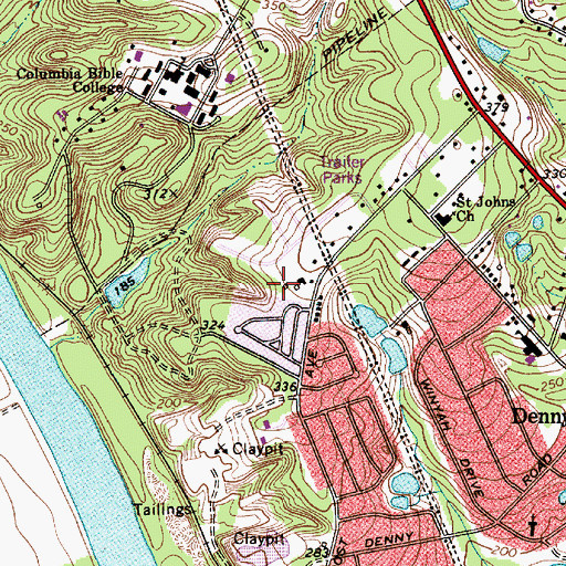 Topographic Map of WSCQ-FM (West Columbia), SC