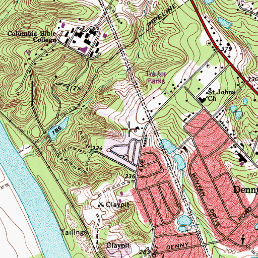 Topographic Map of WSCQ-FM (West Columbia), SC