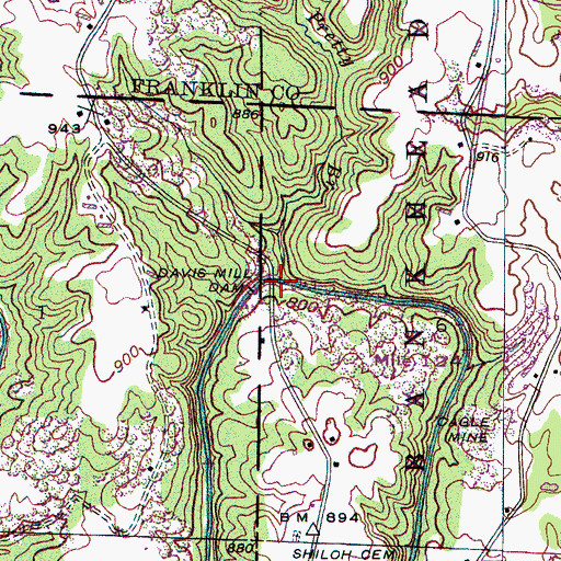 Topographic Map of Pretty Branch, AL
