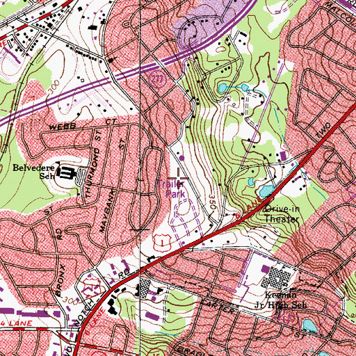 Topographic Map of WACH-TV (Columbia), SC