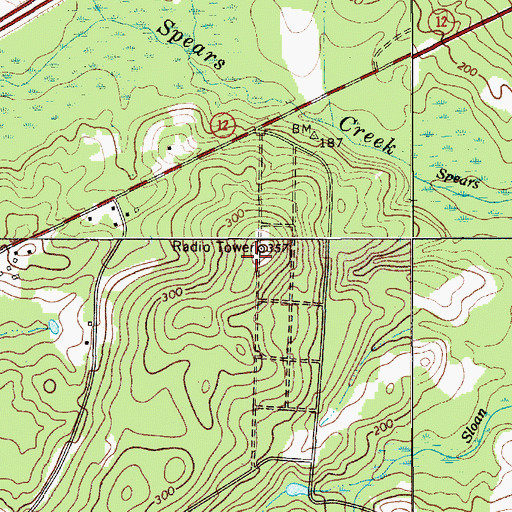 Topographic Map of WIS-TV (Columbia), SC