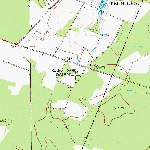 Topographic Map of WJPM-TV (Florence), SC