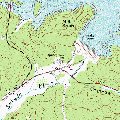 Topographic Map of North Fork Baptist Church Cemetery, SC