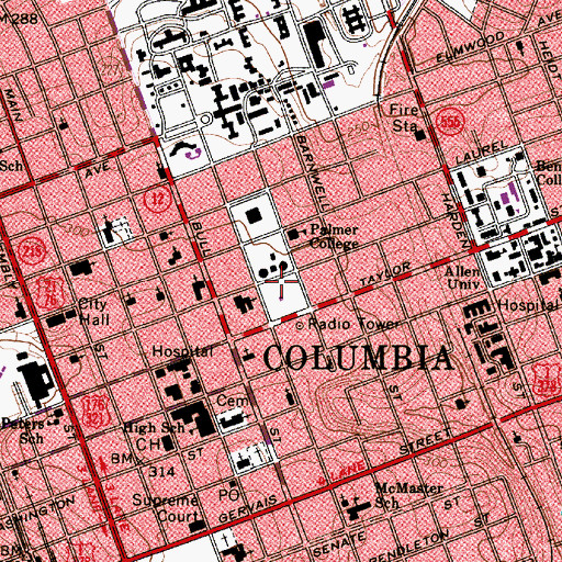 Topographic Map of Columbia Theological Seminary (historical), SC