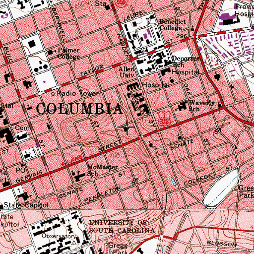 Topographic Map of Ebenezer Baptist Church, SC