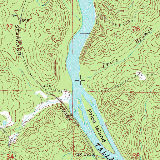 Topographic Map of Price Branch, AL