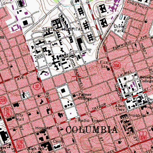 Topographic Map of Taylor Burying Ground, SC