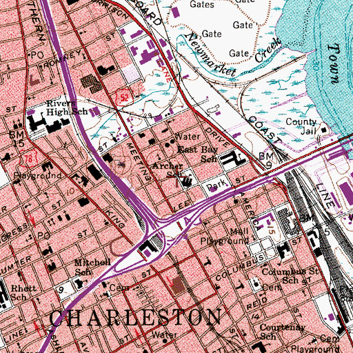 Topographic Map of Archer School, SC