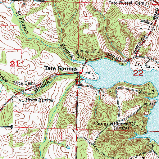 Topographic Map of Price Branch, AL