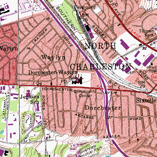 Topographic Map of Edmund A Burns Elementary School, SC