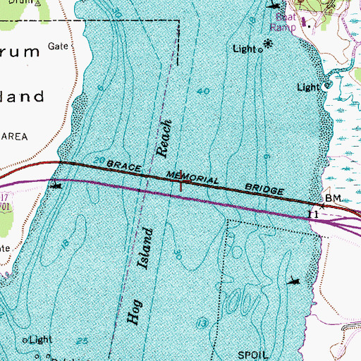 Topographic Map of John P. Grace Memorial Bridge (historical), SC