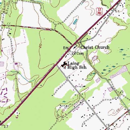 Topographic Map of Laing Middle School, SC