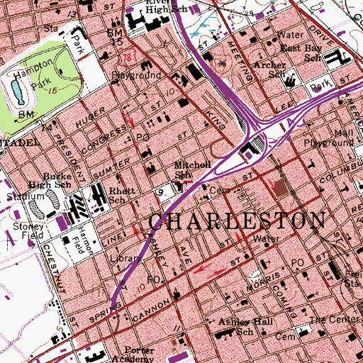 Topographic Map of Mitchell Elementary School, SC