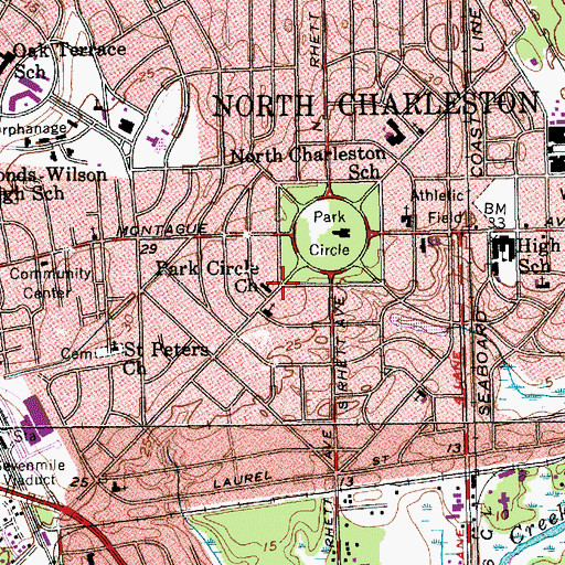 Topographic Map of Park Circle Church, SC