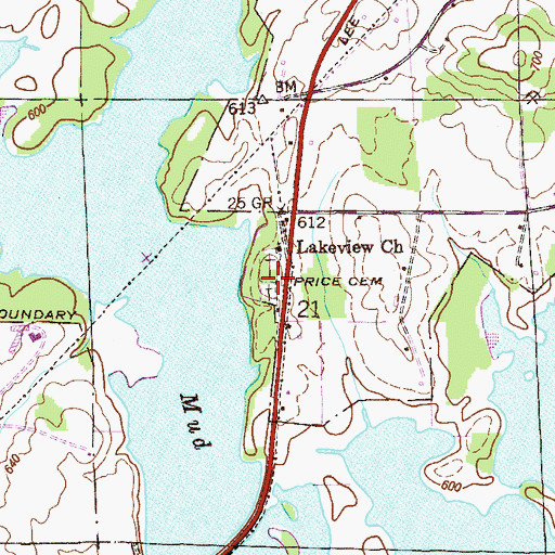Topographic Map of Price Cemetery, AL