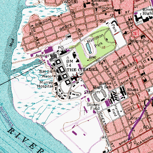 Topographic Map of The Citadel, SC