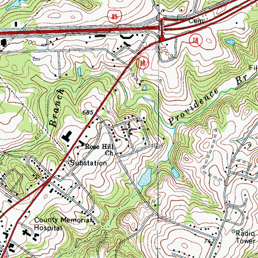 Topographic Map of Rosehill Park, SC