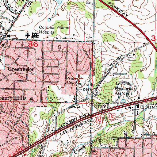 Topographic Map of Price Cemetery, AL