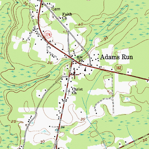 Topographic Map of Adams Run School, SC