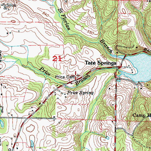 Topographic Map of Price Cemetery, AL