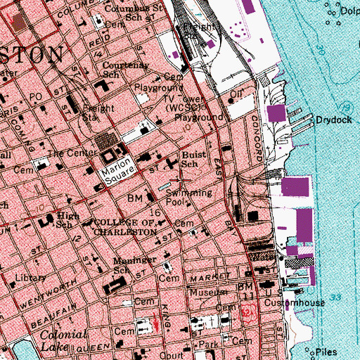 Topographic Map of Anson Street Presbyterian Church (historical), SC
