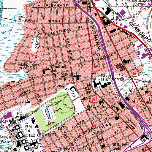 Topographic Map of Asbury Memorial United Methodist Church, SC