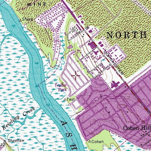 Topographic Map of Ashley Acres, SC
