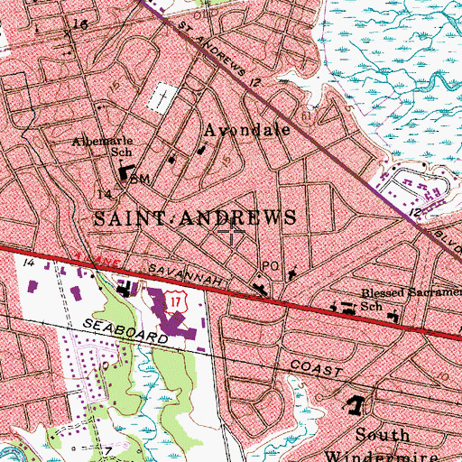 Topographic Map of Ashley Forest, SC