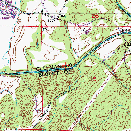 Topographic Map of Price Creek, AL