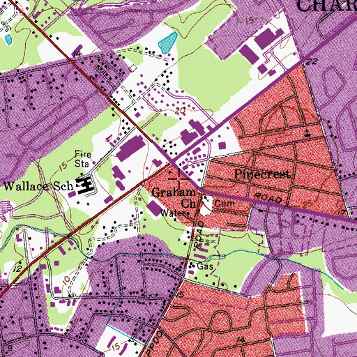 Topographic Map of Ashley Oaks Plaza Shopping Center, SC