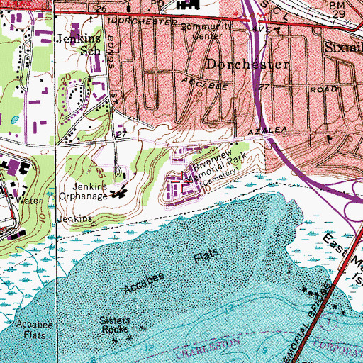 Topographic Map of Ashley Shores, SC