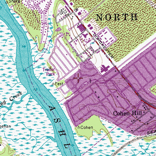 Topographic Map of Ashley Villas, SC