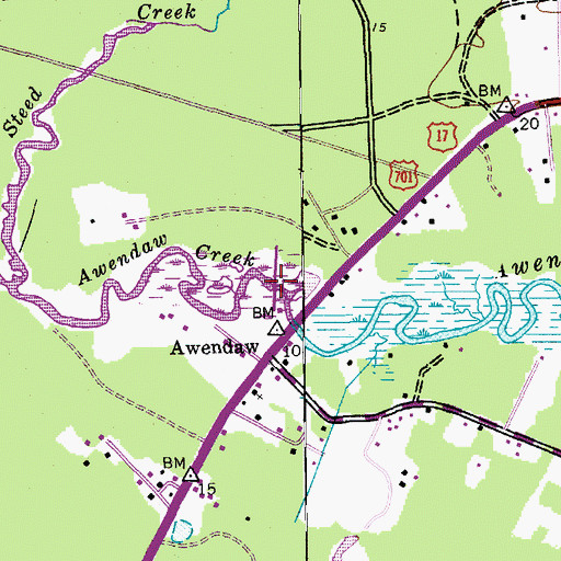 Topographic Map of Lake Awendaw, SC