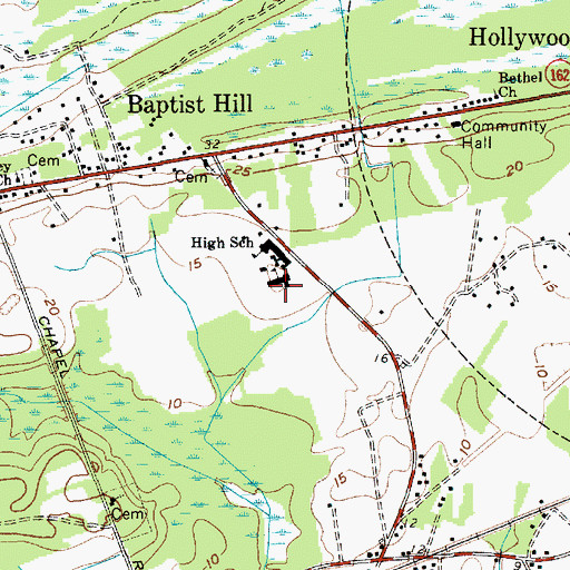 Topographic Map of Baptist Hill Elementary School, SC