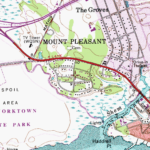 Topographic Map of Bayview Acres, SC