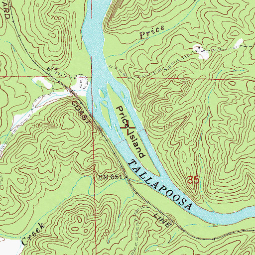 Topographic Map of Price Island, AL
