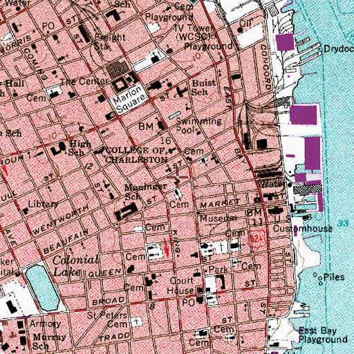 Topographic Map of Beth Elohim Synagogue, SC