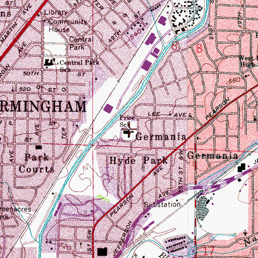 Topographic Map of Price Elementary School, AL