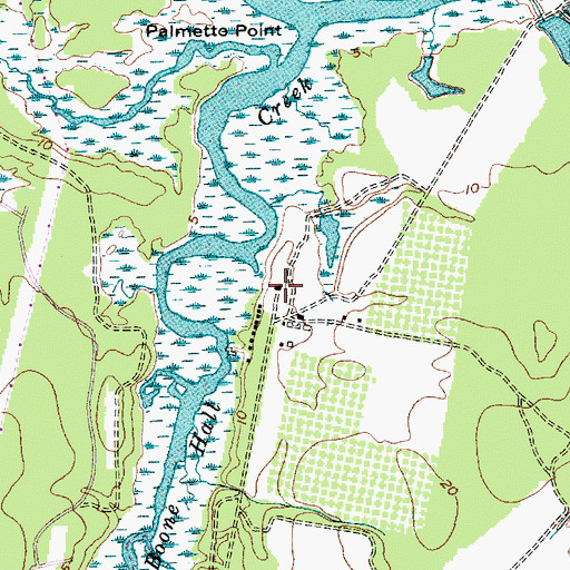 Topographic Map of Boone Hall Plantation, SC