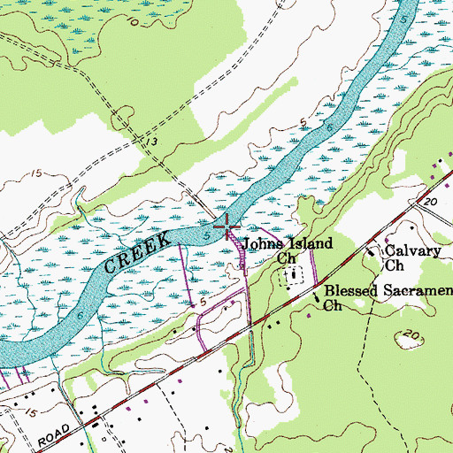 Topographic Map of Bugby Bridge (historical), SC