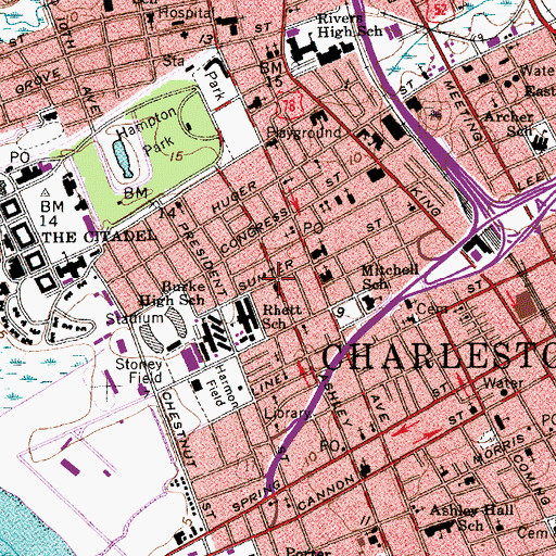 Topographic Map of Calvary Baptist Church, SC