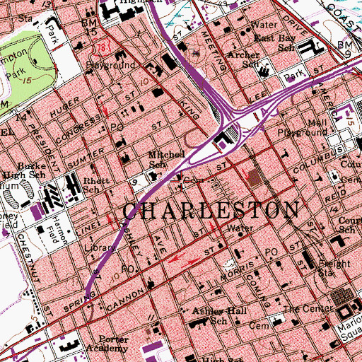 Topographic Map of Calvary Episcopal Church, SC