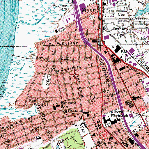Topographic Map of Calvary Lutheran Church, SC