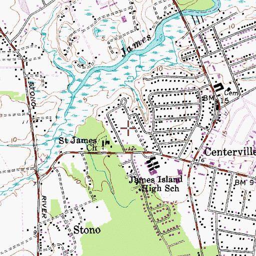 Topographic Map of Camp Road Estates, SC