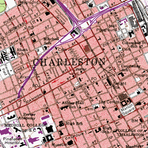 Topographic Map of Cannon Street Baptist Church, SC