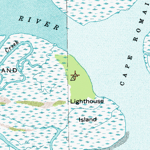Topographic Map of Cape Romain Lighthouses, SC
