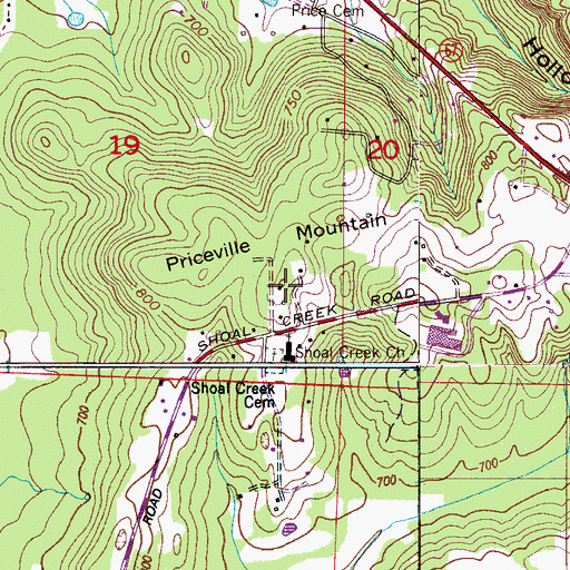 Topographic Map of Priceville Mountain, AL
