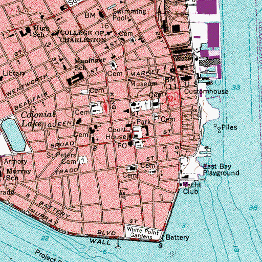 Topographic Map of Charleston County Courthouse, SC