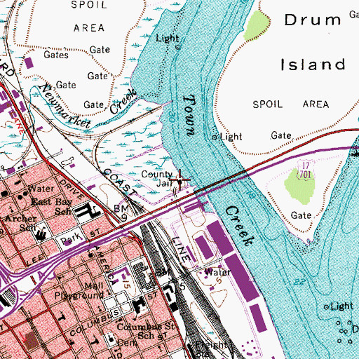 Topographic Map of Charleston County Jail, SC