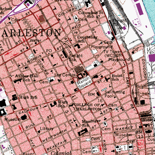 Topographic Map of Charleston County Library, SC